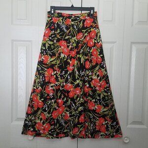 EVAN-PICONE Black Label Maxi Skirt Flowy Floral Black Multicolor Womens Small